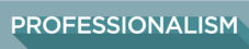 teal rectangle graphic with the word "professionalism" written in white