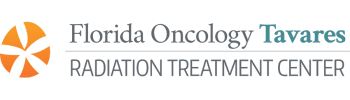 Florida Oncology Tavares Radiation Treatment Center text logo next to orange colored sand dollar icon